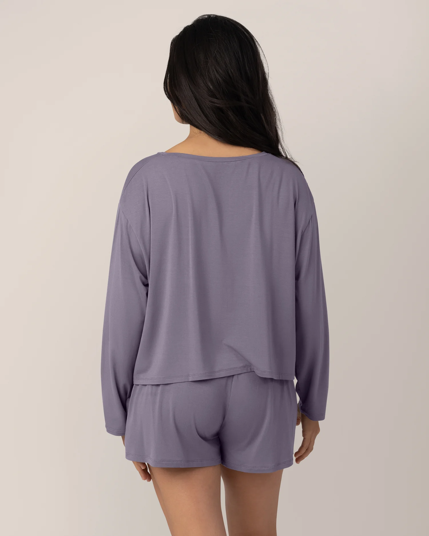 Aria Bamboo Casual Cropped Long Sleeve Top | Granite - Image 3