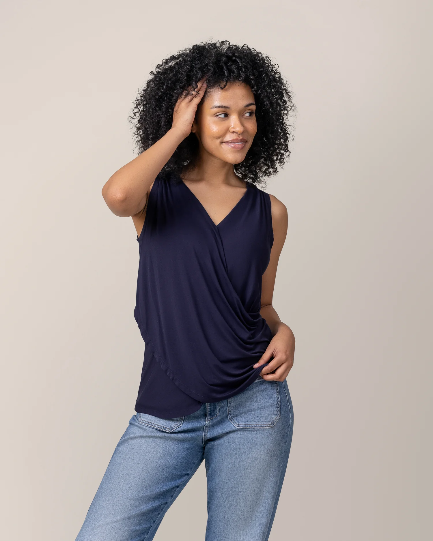 Bamboo Draped Nursing Tank | Navy - Image 3