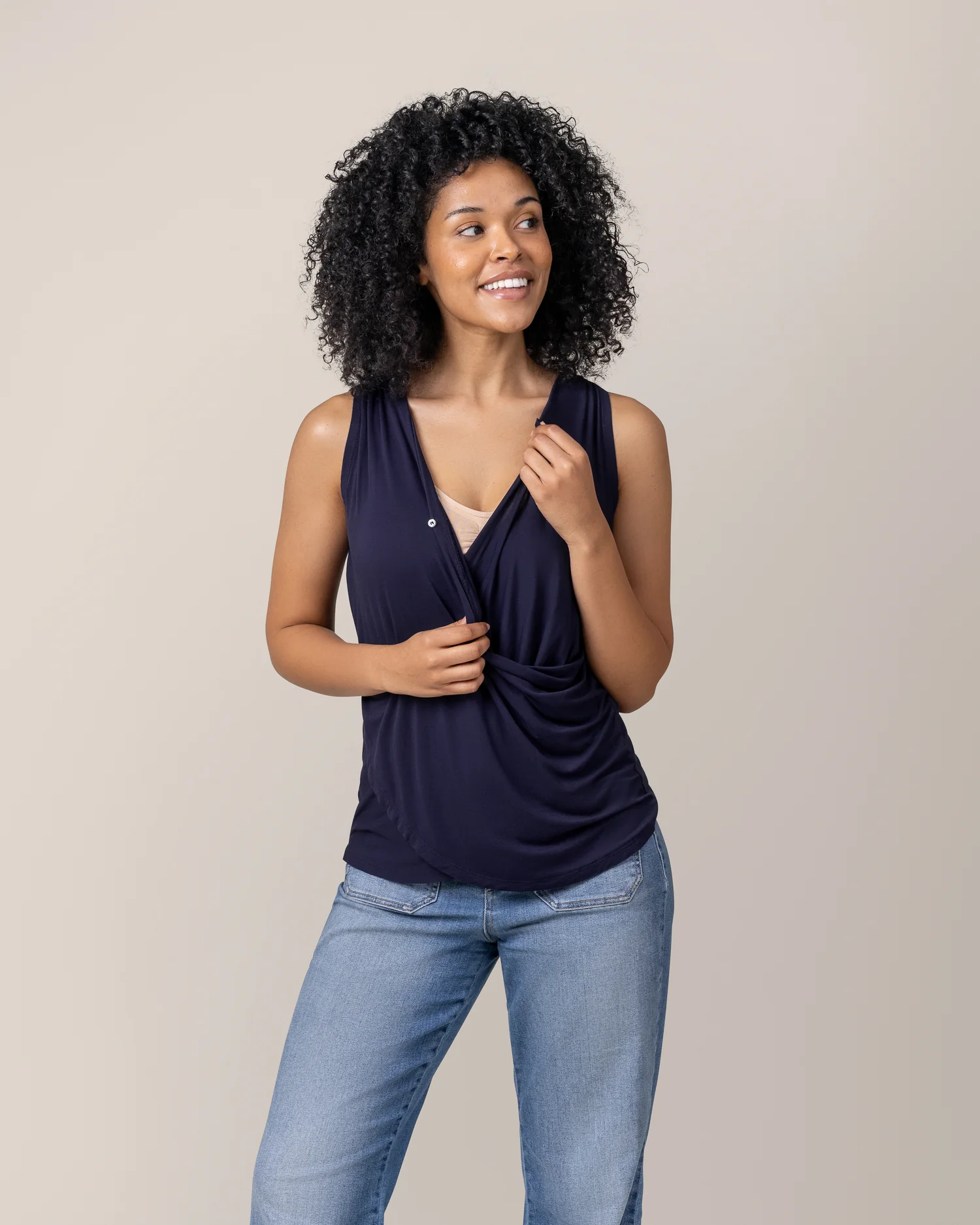 Bamboo Draped Nursing Tank | Navy - Image 4