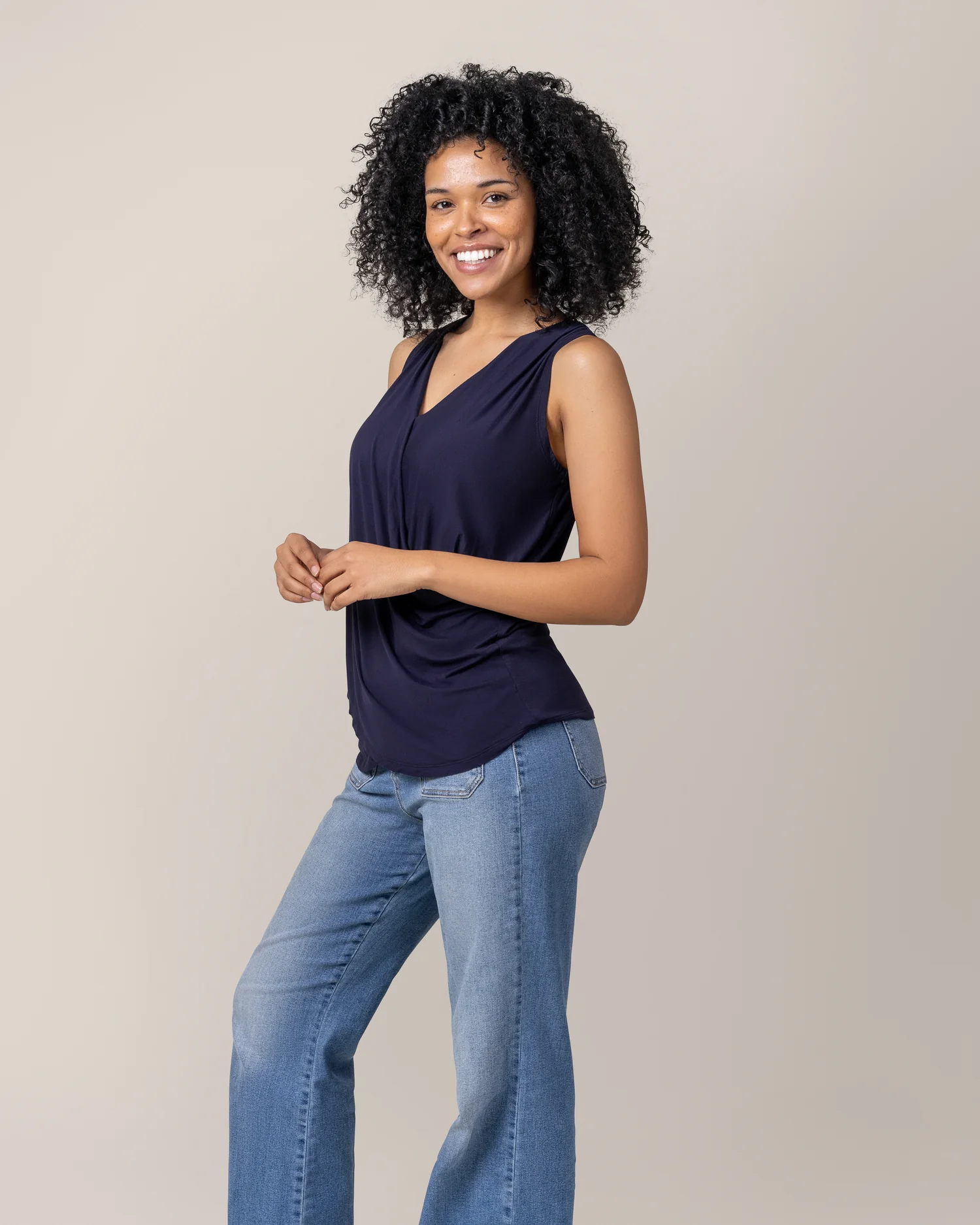 Bamboo Draped Nursing Tank | Navy - Image 5