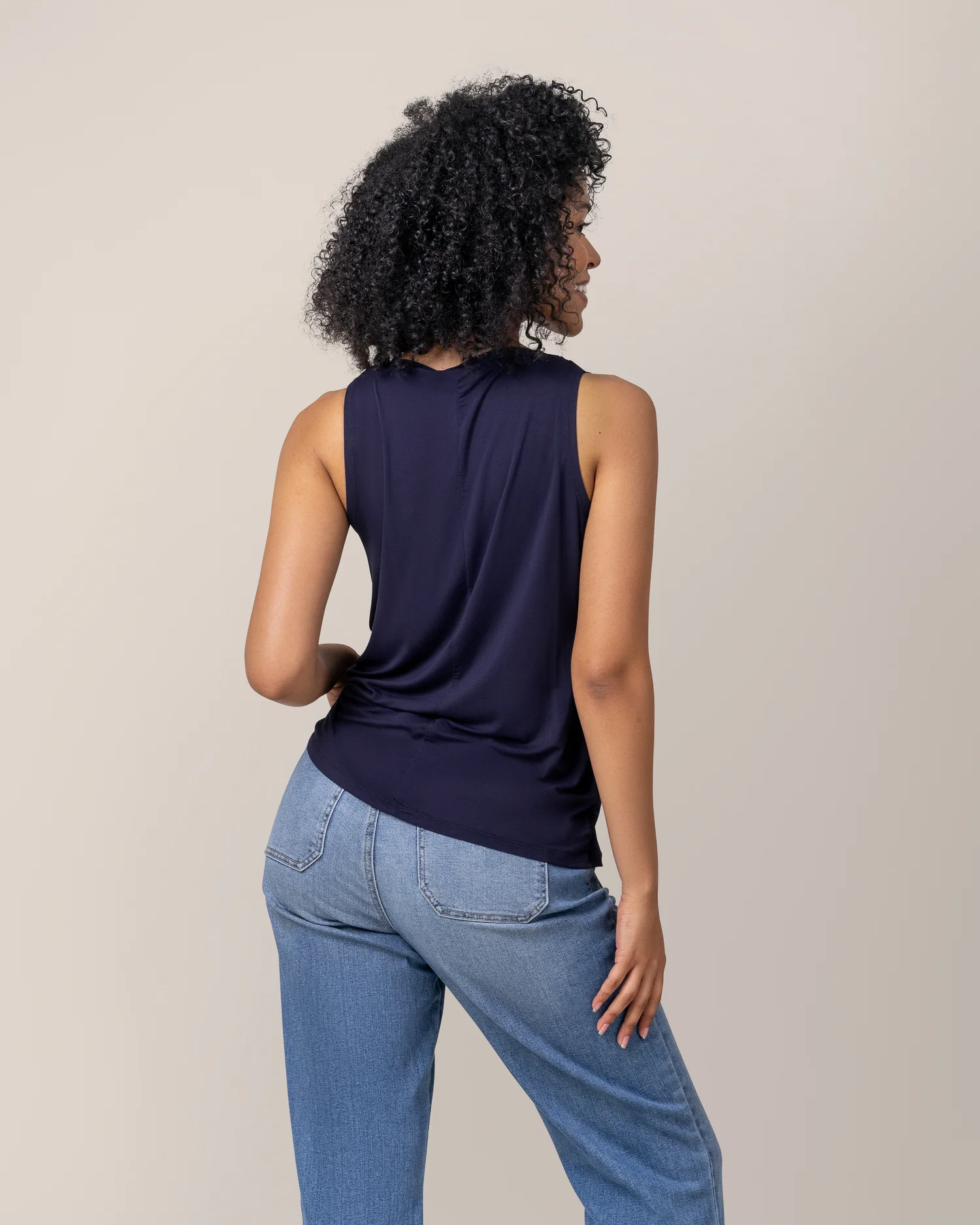 Bamboo Draped Nursing Tank | Navy - Image 6