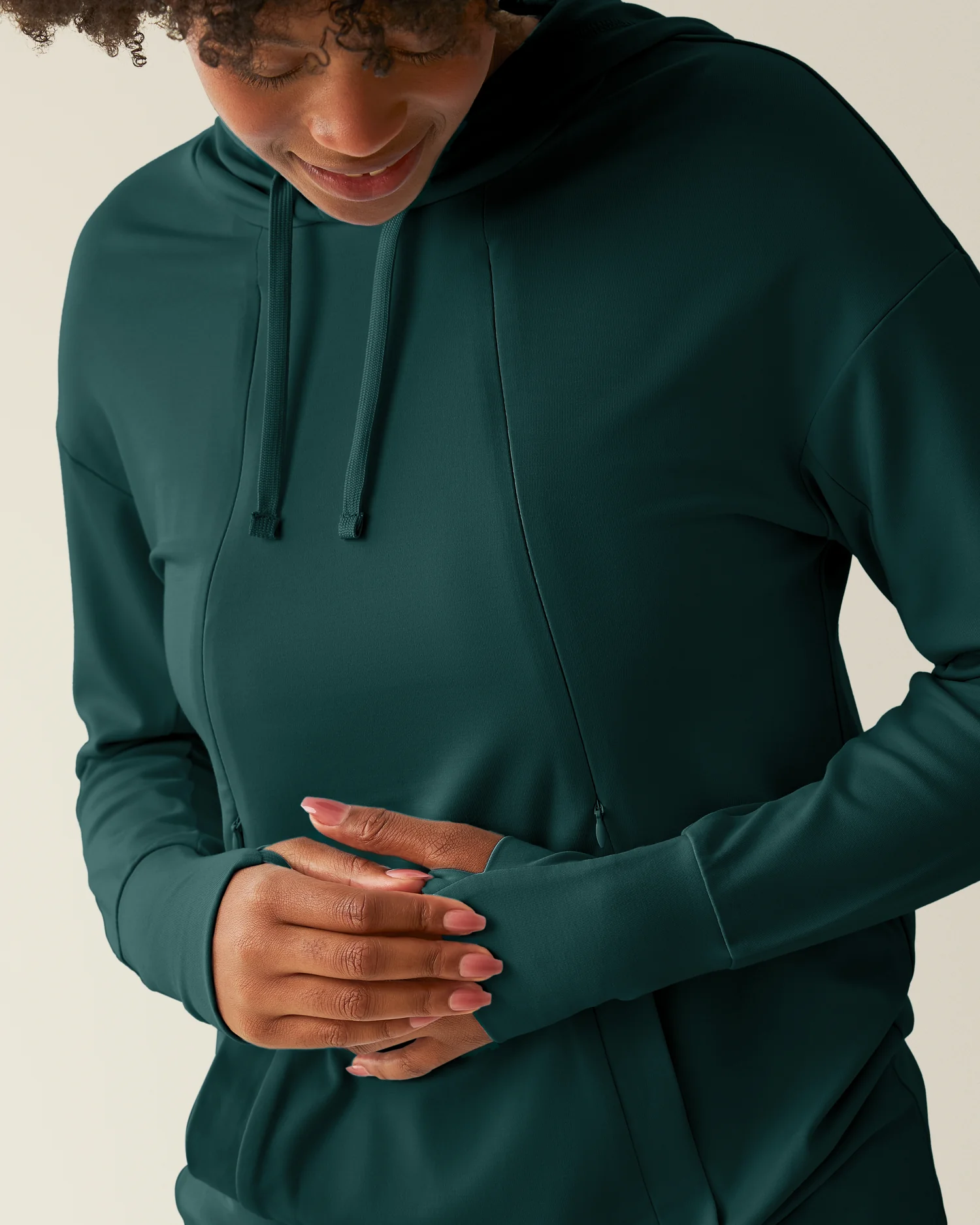 Brushed Bamboo Maternity & Nursing Hoodie | Evergreen - Image 3