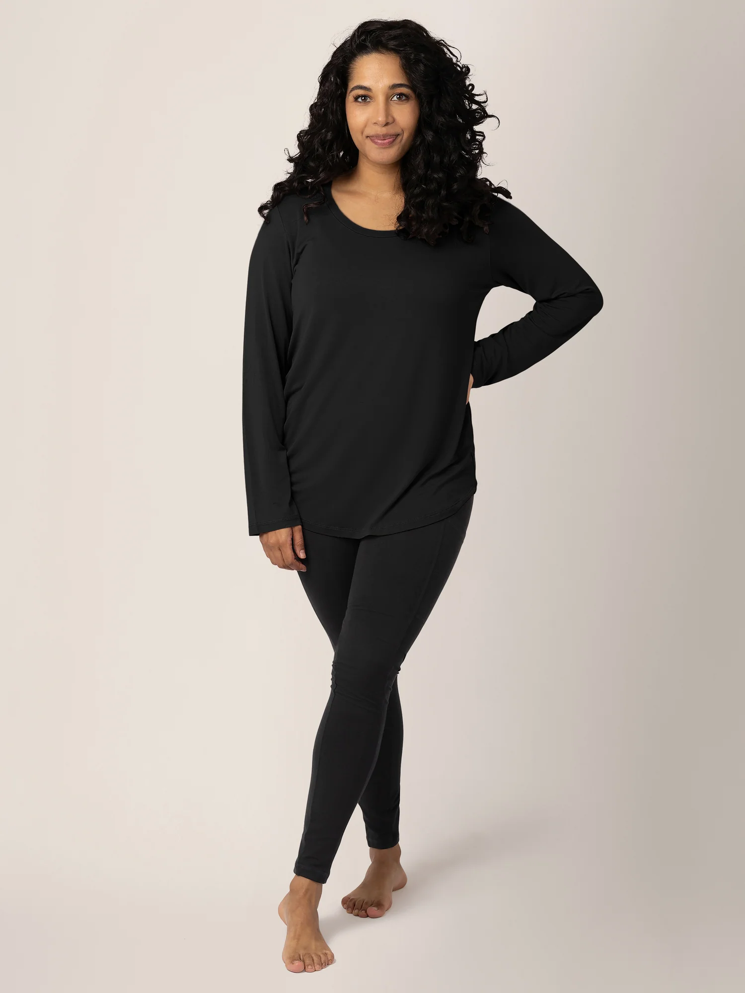 Bamboo Maternity & Nursing Long Sleeve T-shirt | Black - Image 4