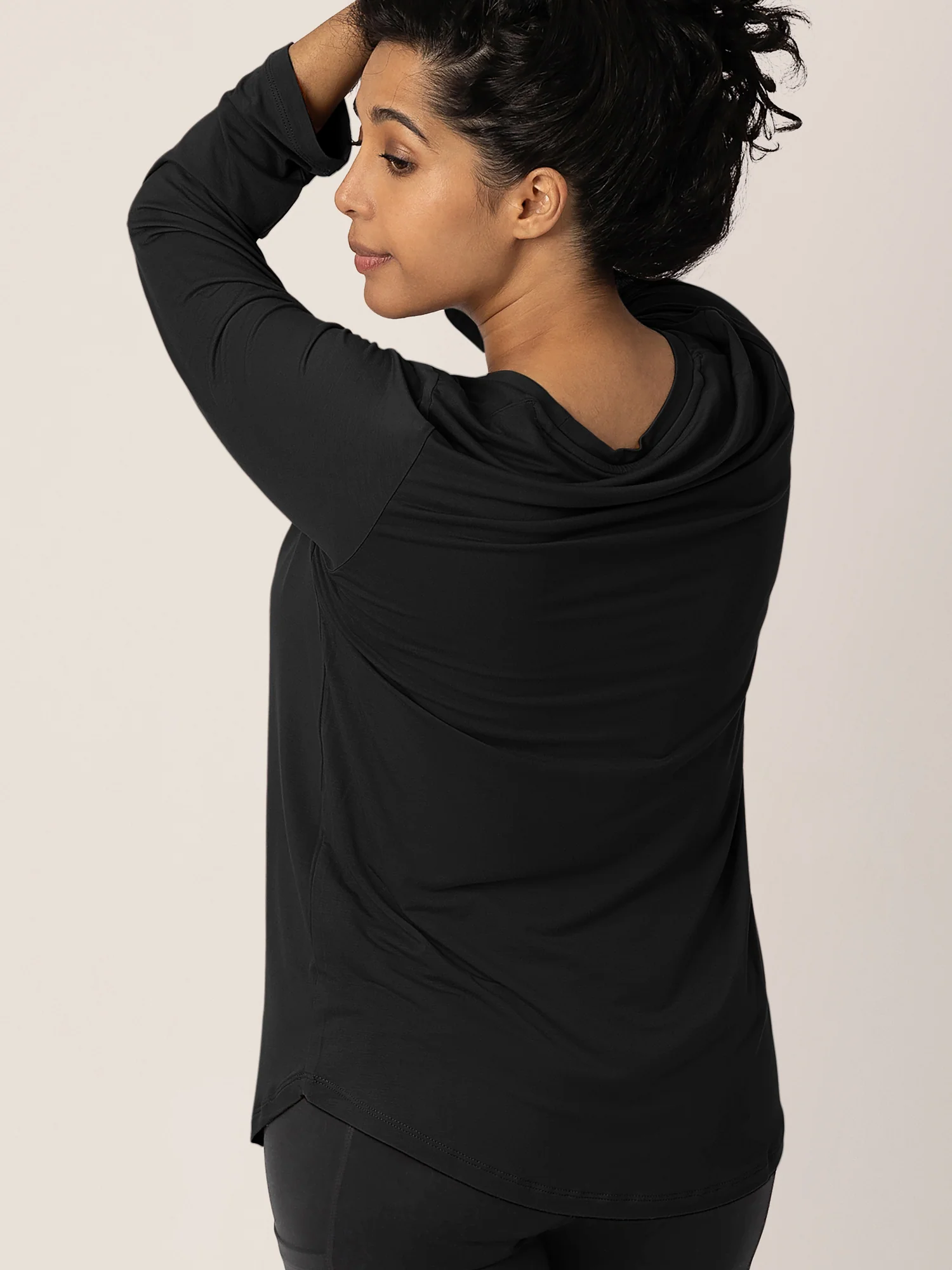 Bamboo Maternity & Nursing Long Sleeve T-shirt | Black - Image 3
