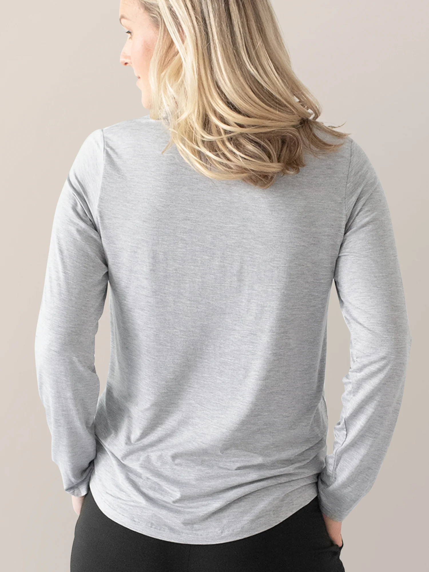 Bamboo Maternity & Nursing Long Sleeve T-shirt | Grey Heather - Image 3