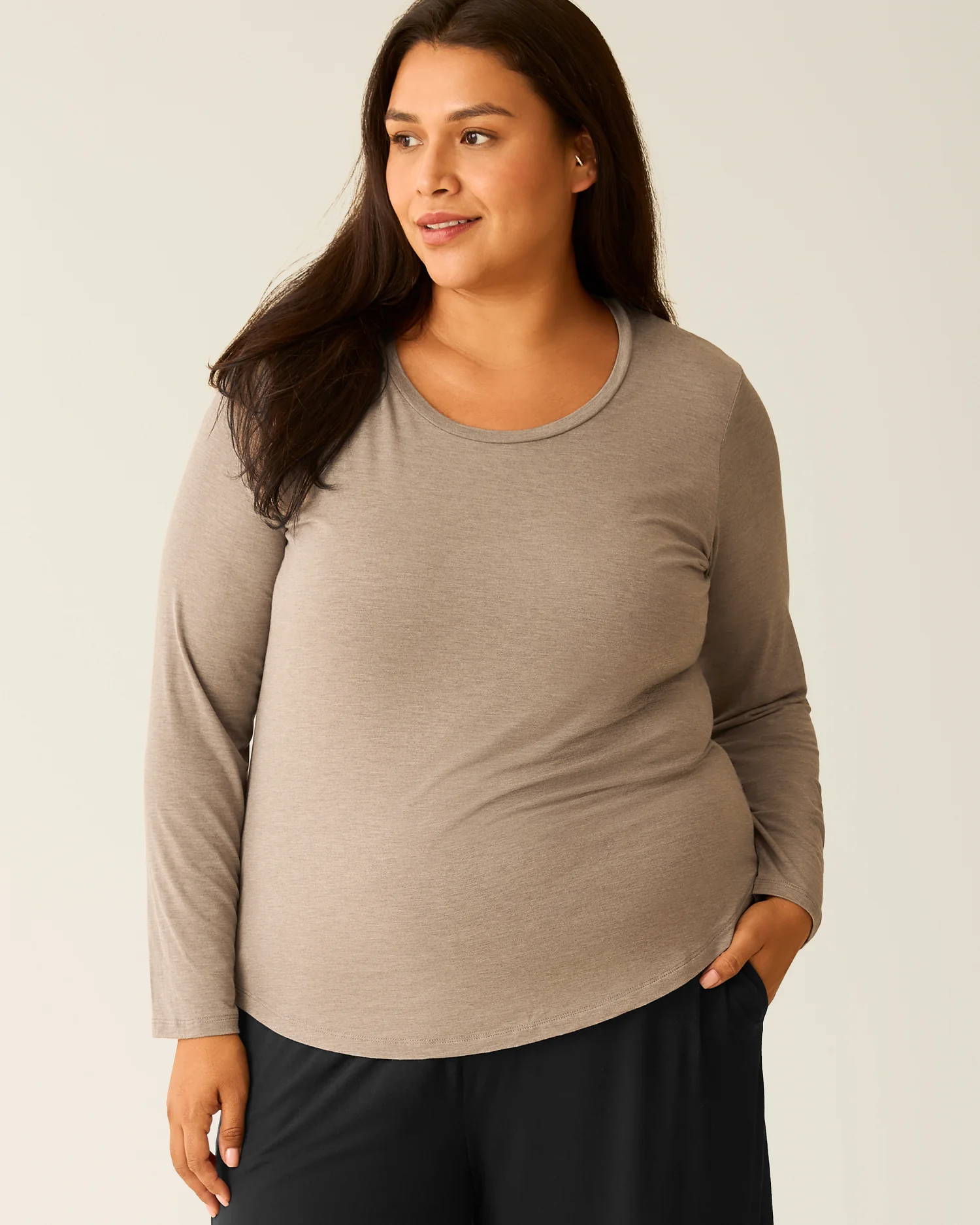 Bamboo Maternity & Nursing Long Sleeve T-shirt | Wheat - Image 5