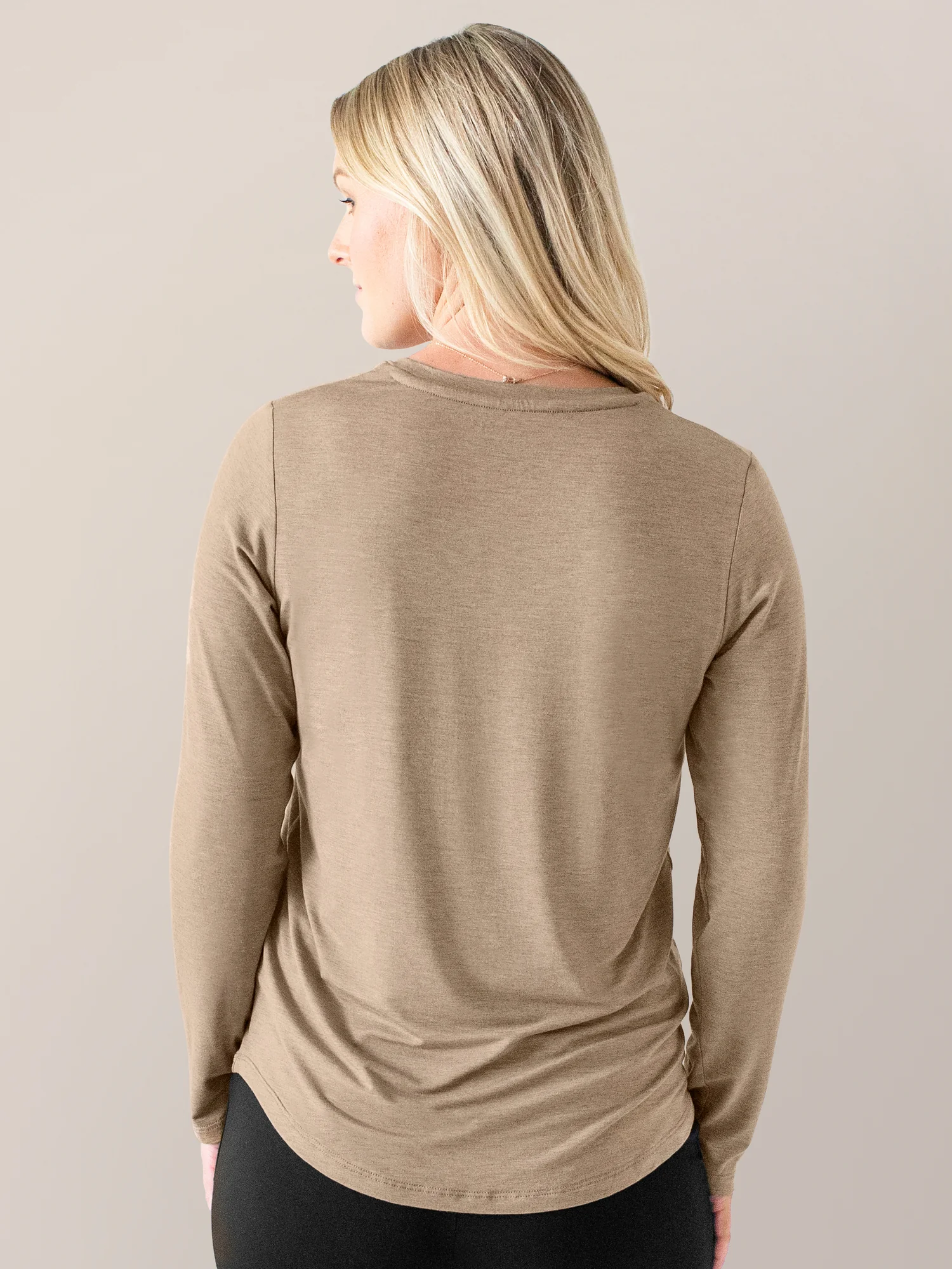 Bamboo Maternity & Nursing Long Sleeve T-shirt | Wheat - Image 3