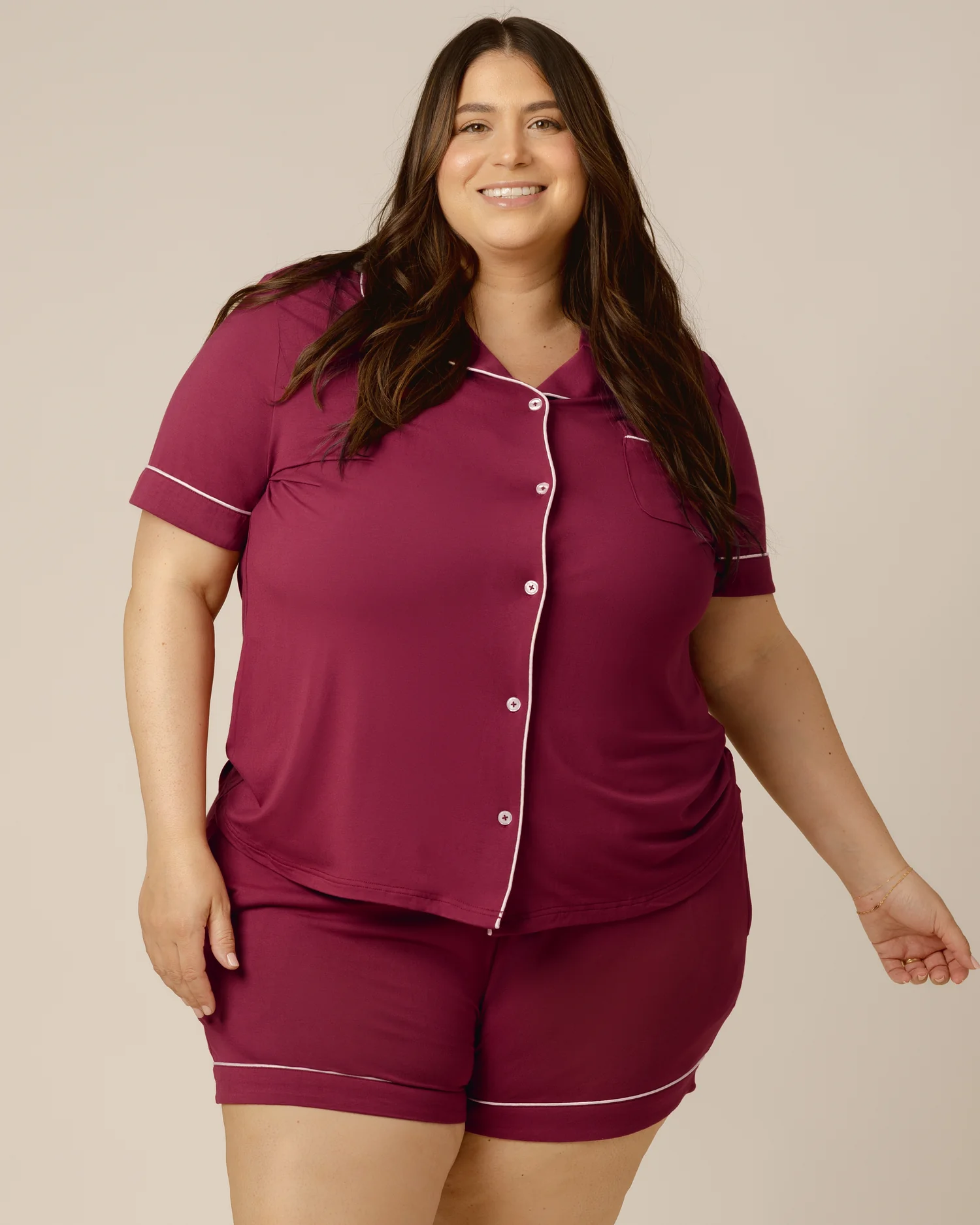 Clea Bamboo Short Sleeve Pajama Set | Deep Berry - Image 5