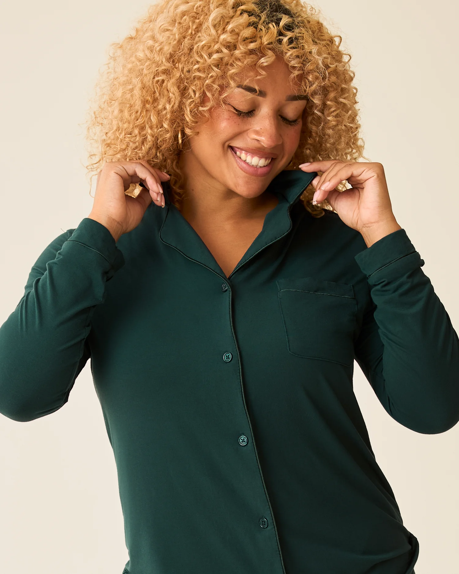 Clea Bamboo Long Sleeve Pajama Set | Evergreen - Image 3