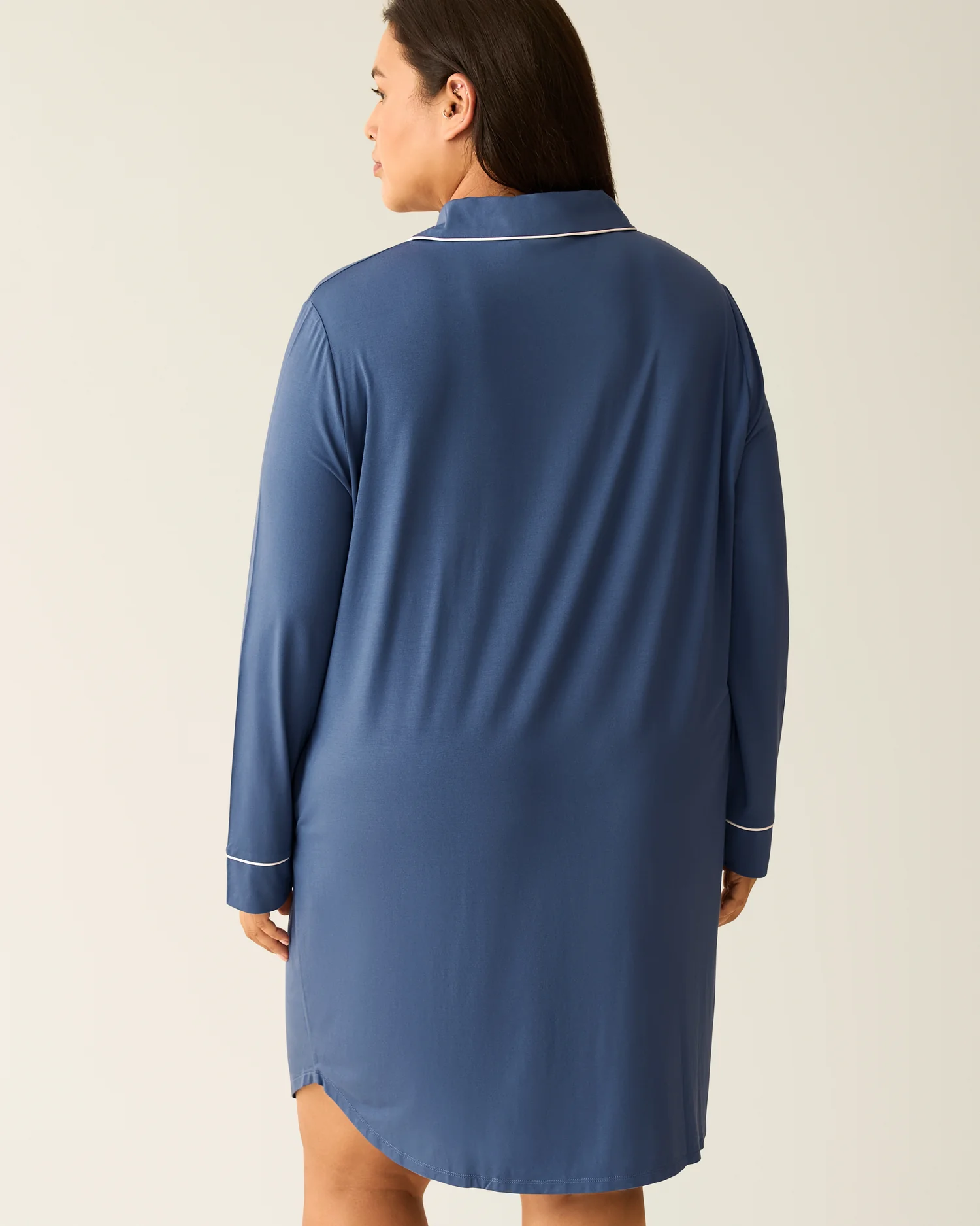 Clea Bamboo Long Sleeve Sleep Shirt | Slate Blue - Image 4