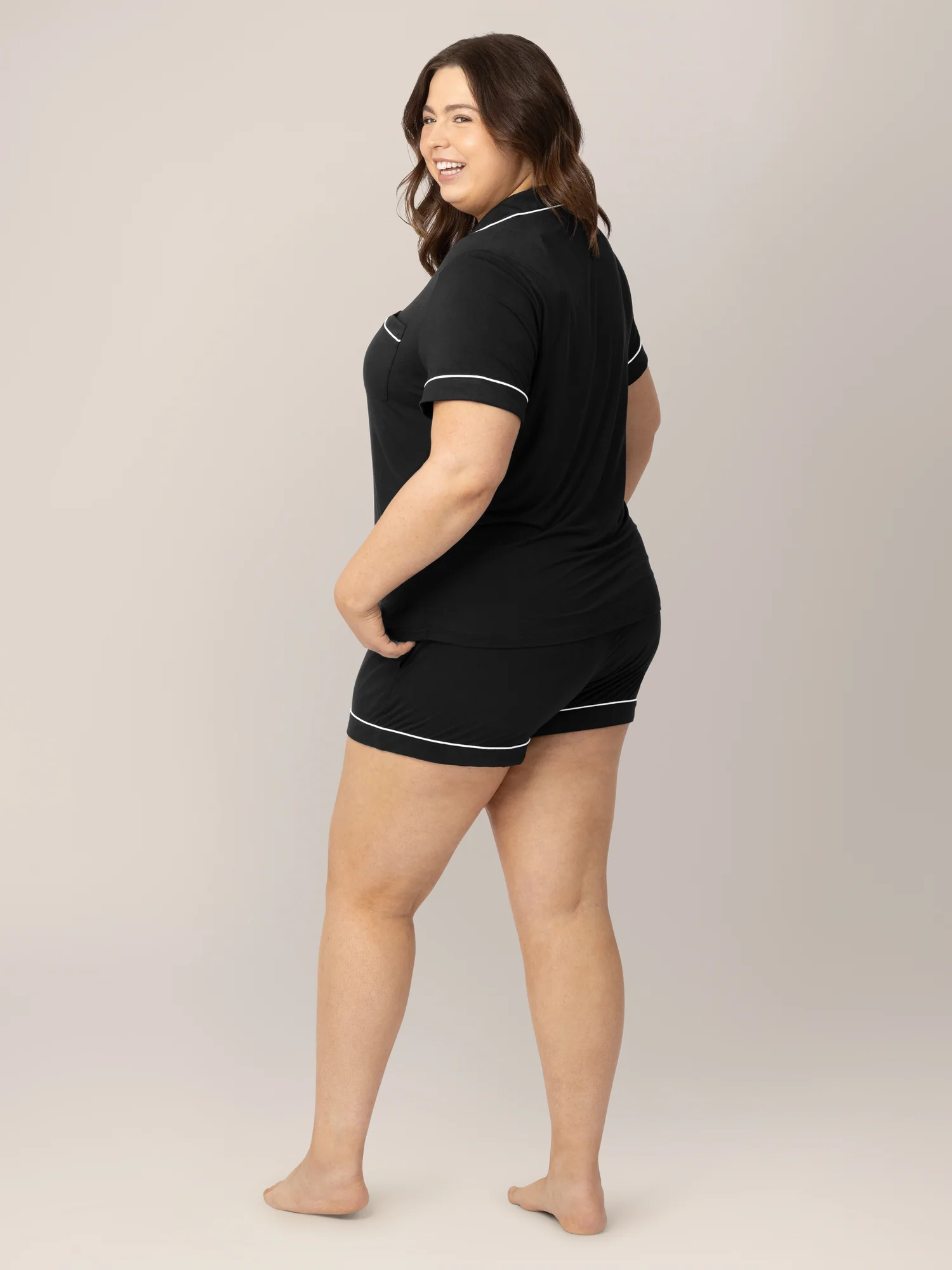 Clea Bamboo Short Sleeve Pajama Set | Black - Image 3