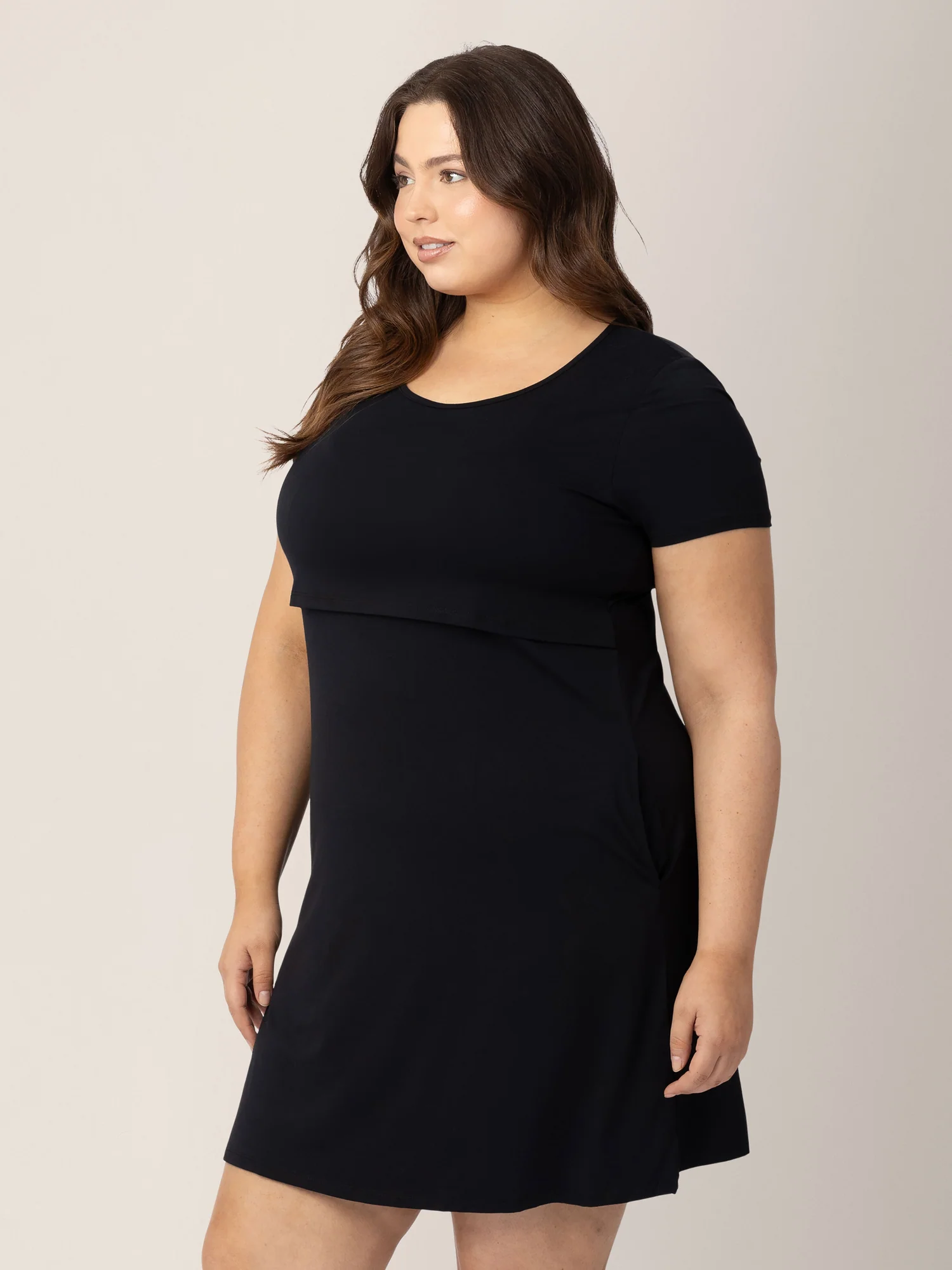 Eleanora Bamboo Maternity & Nursing Dress | Black - Image 3