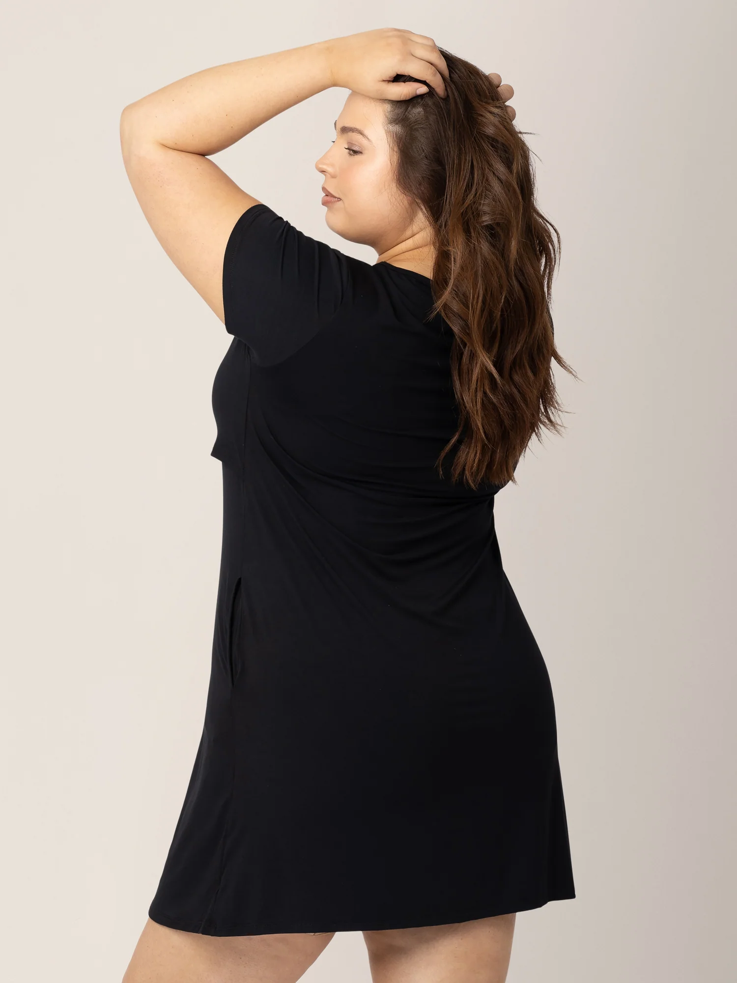 Eleanora Bamboo Maternity & Nursing Dress | Black - Image 4