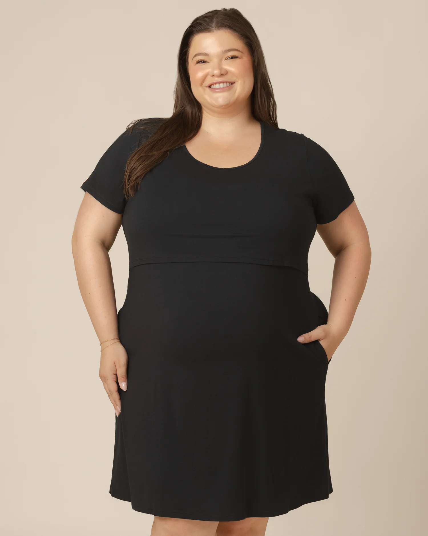 Eleanora Bamboo Maternity & Nursing Dress | Black - Image 5