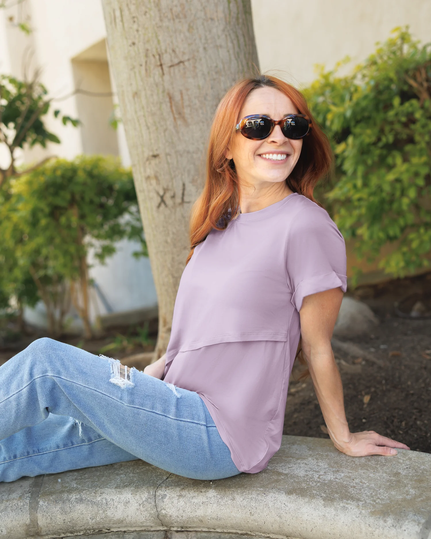Asymmetrical Nursing T-shirt | Lavender Mist - Image 3