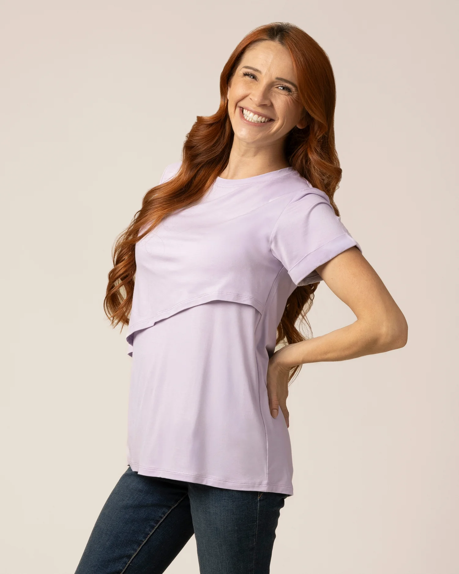 Asymmetrical Nursing T-shirt | Lavender Mist - Image 4