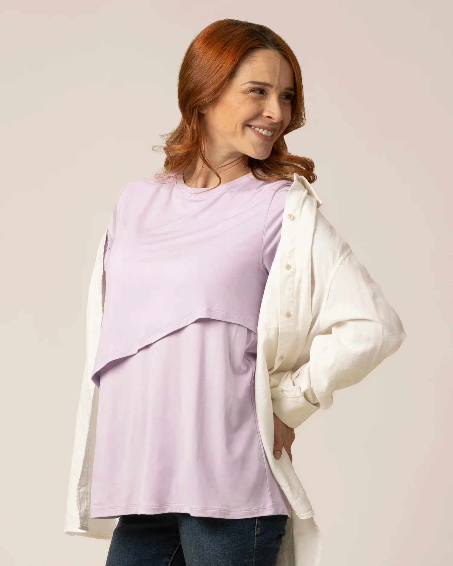 Asymmetrical Nursing T-shirt | Lavender Mist - Image 6