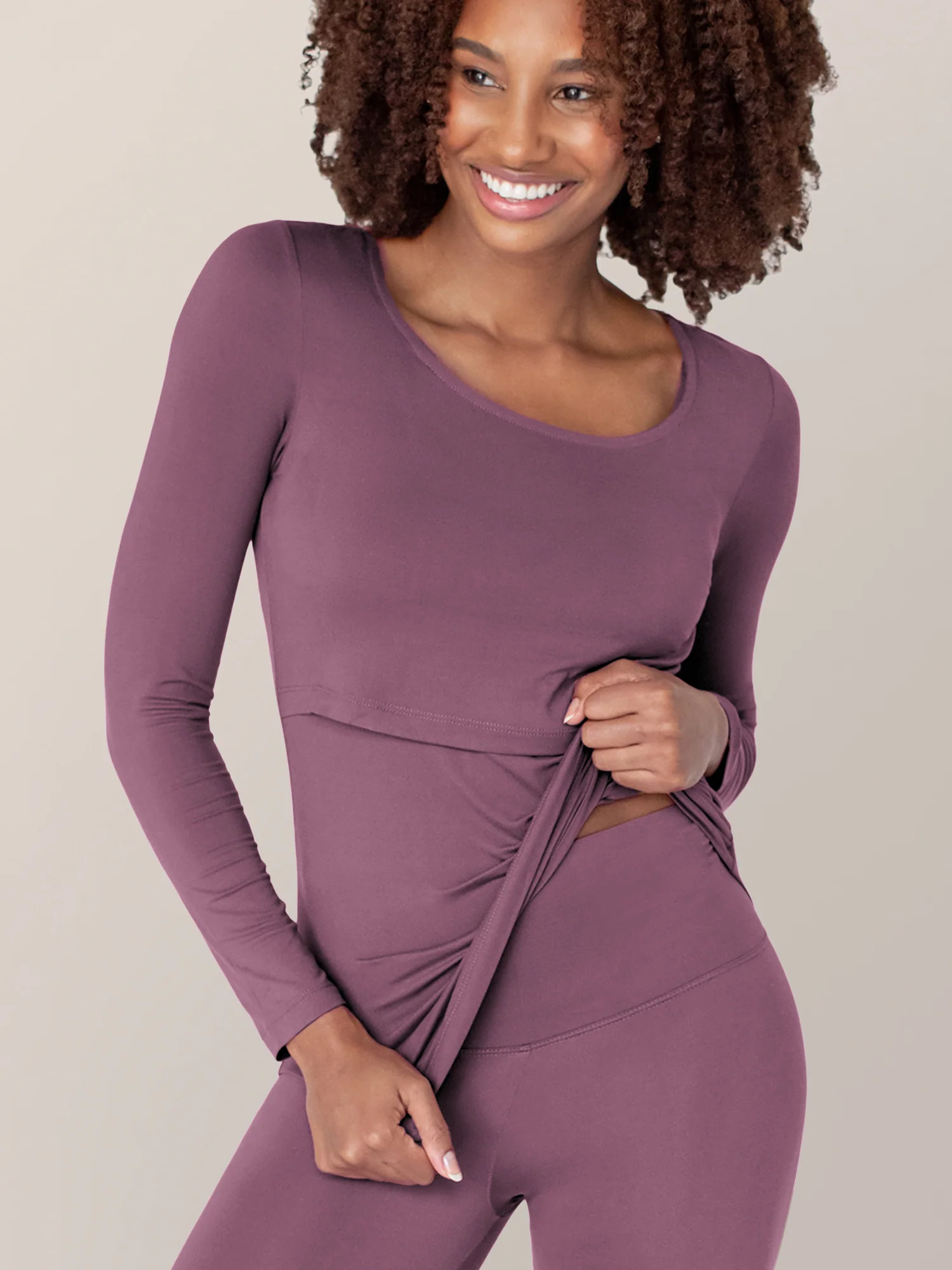 Jane Nursing Pajama Set | Burgundy Plum - Image 5
