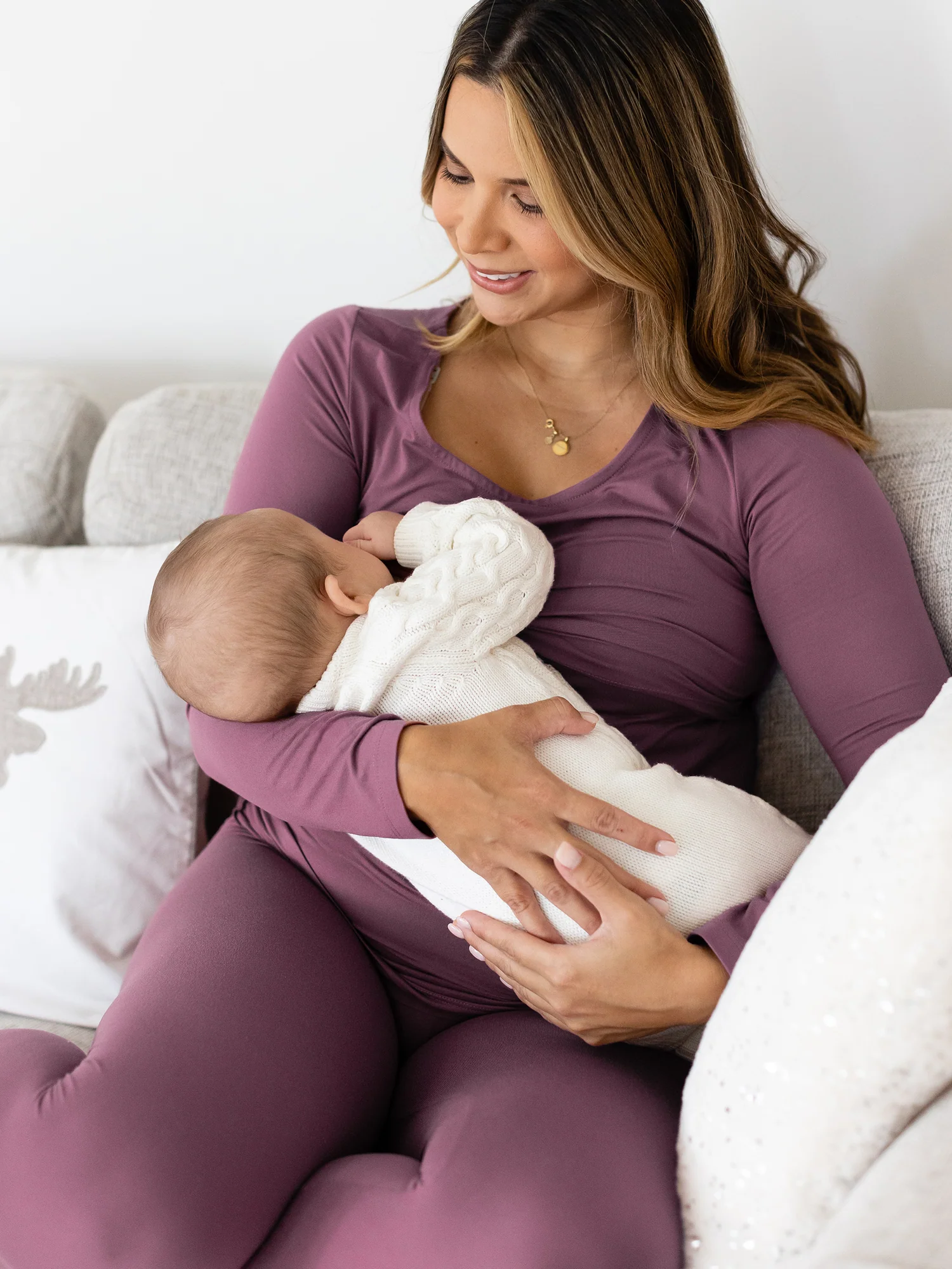 Jane Nursing Pajama Set | Burgundy Plum - Image 6