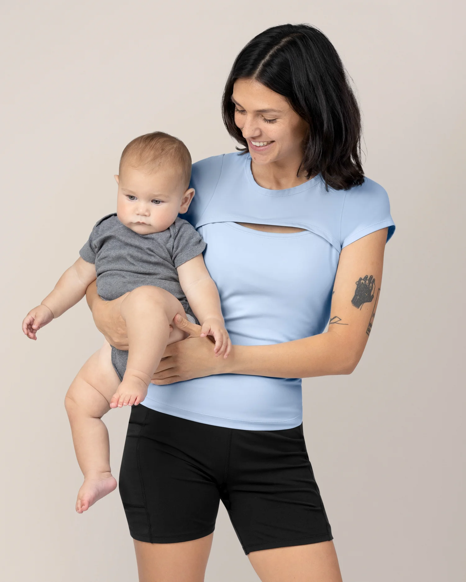 Luna Active Cut Out Nursing Top | French Blue - Image 3