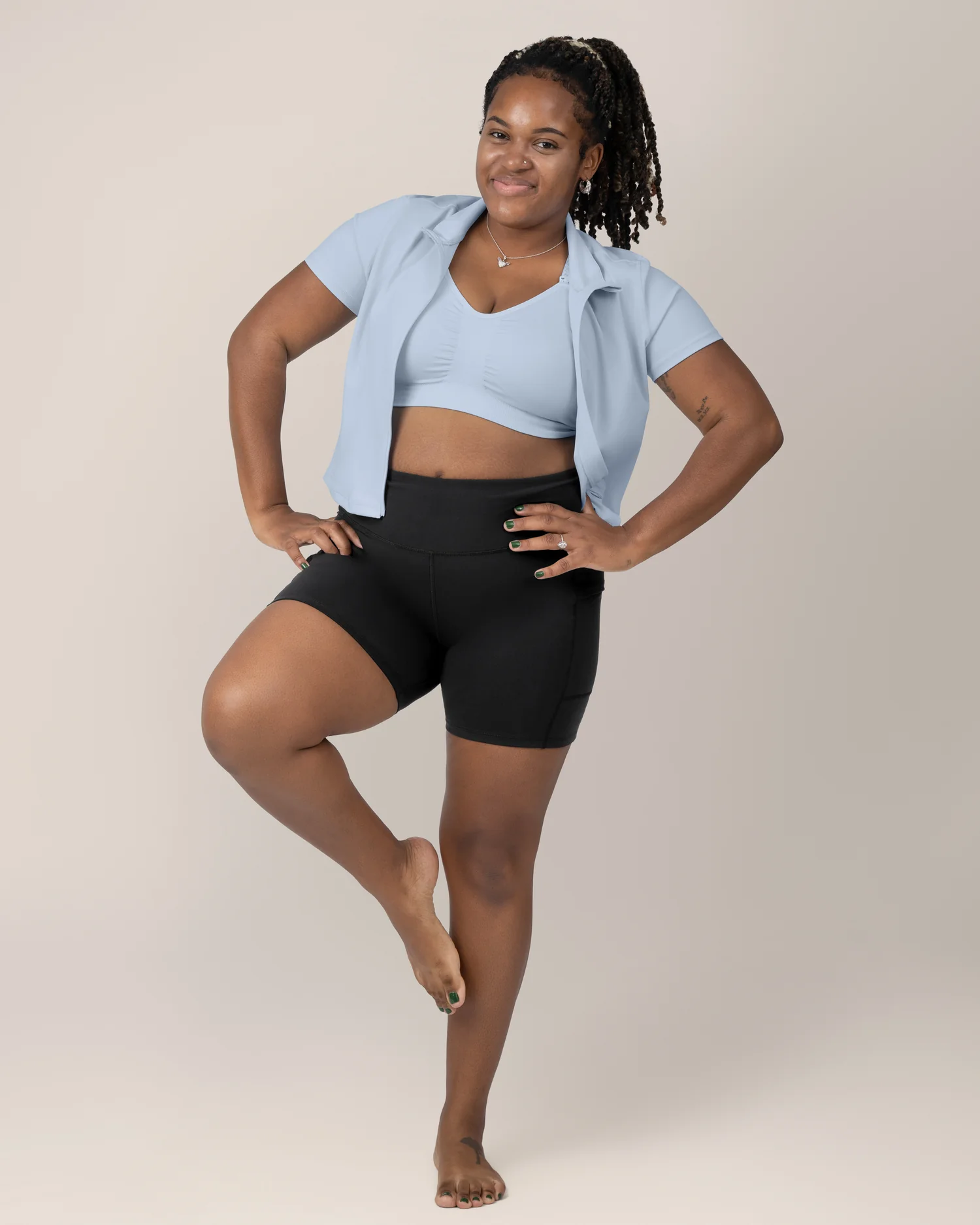 Presley Active Zip Front Nursing Top | French Blue - Image 7