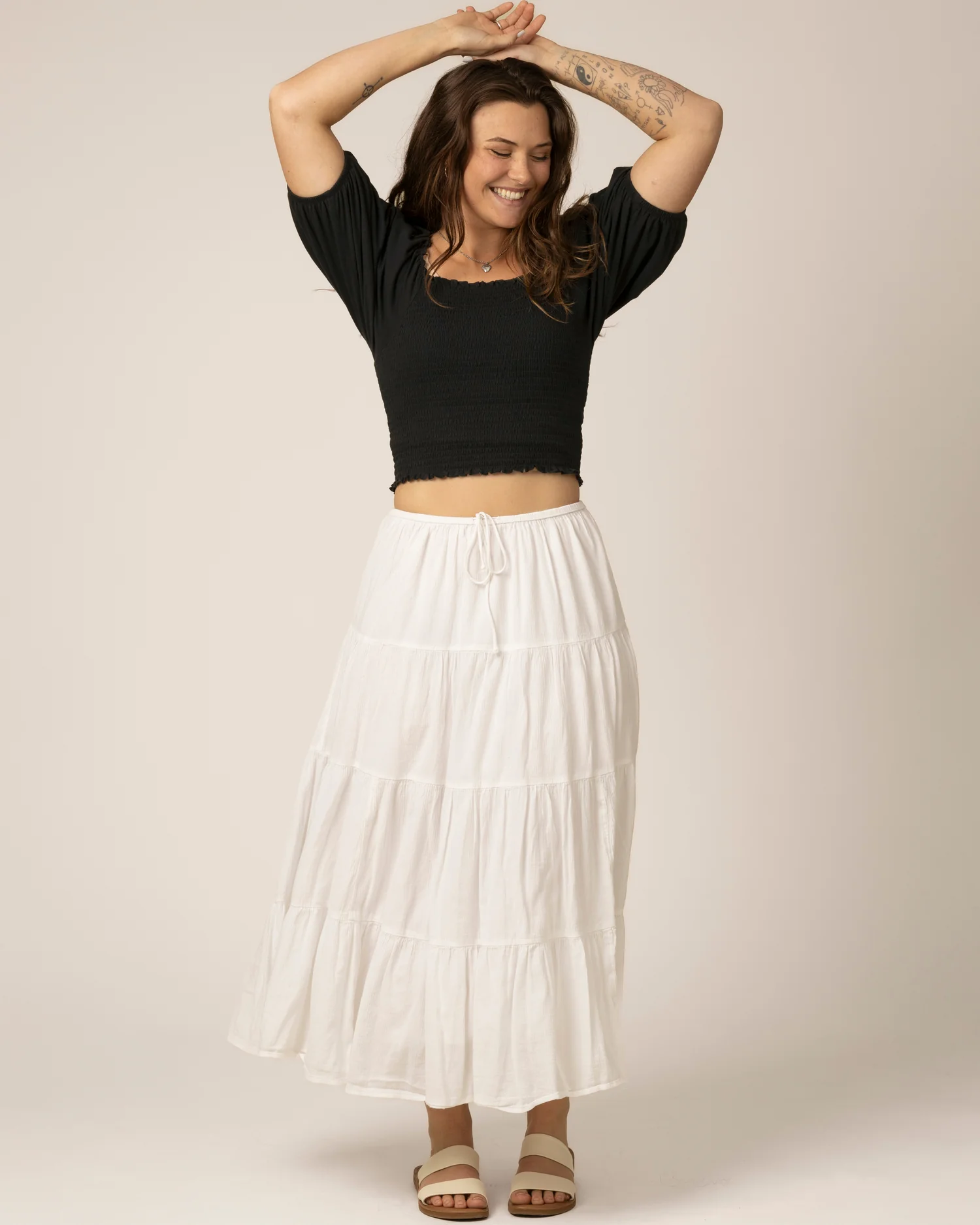 Sophia Smocked Cropped Nursing Top | Black - Image 5