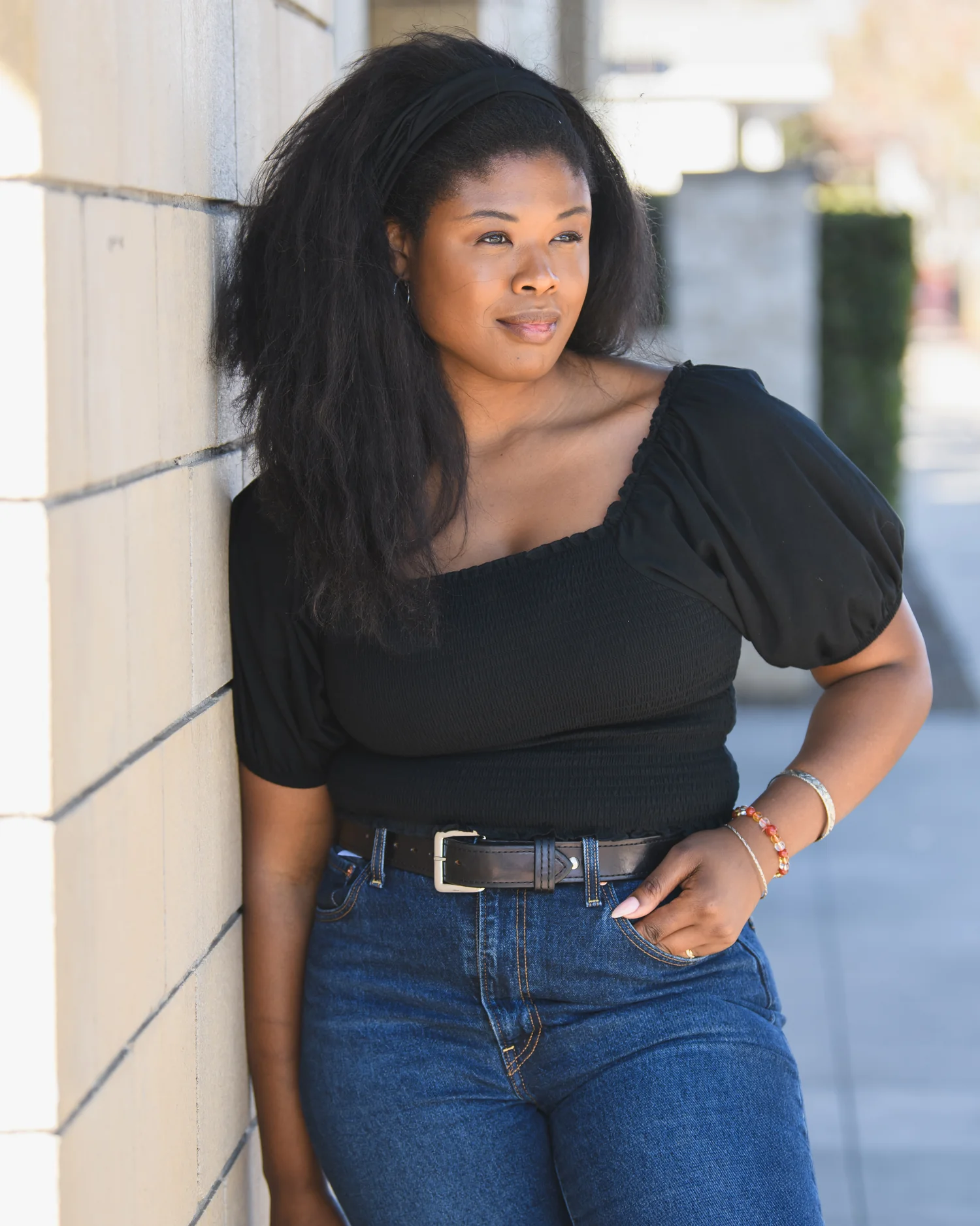 Sophia Smocked Cropped Nursing Top | Black - Image 6