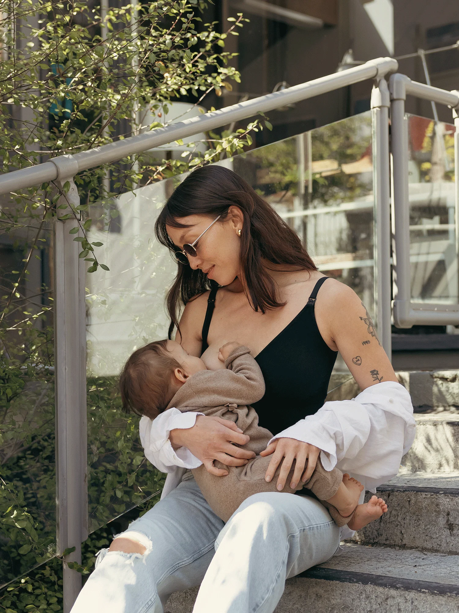 Sublime® Bamboo Maternity & Nursing Bodysuit | Black - Image 3