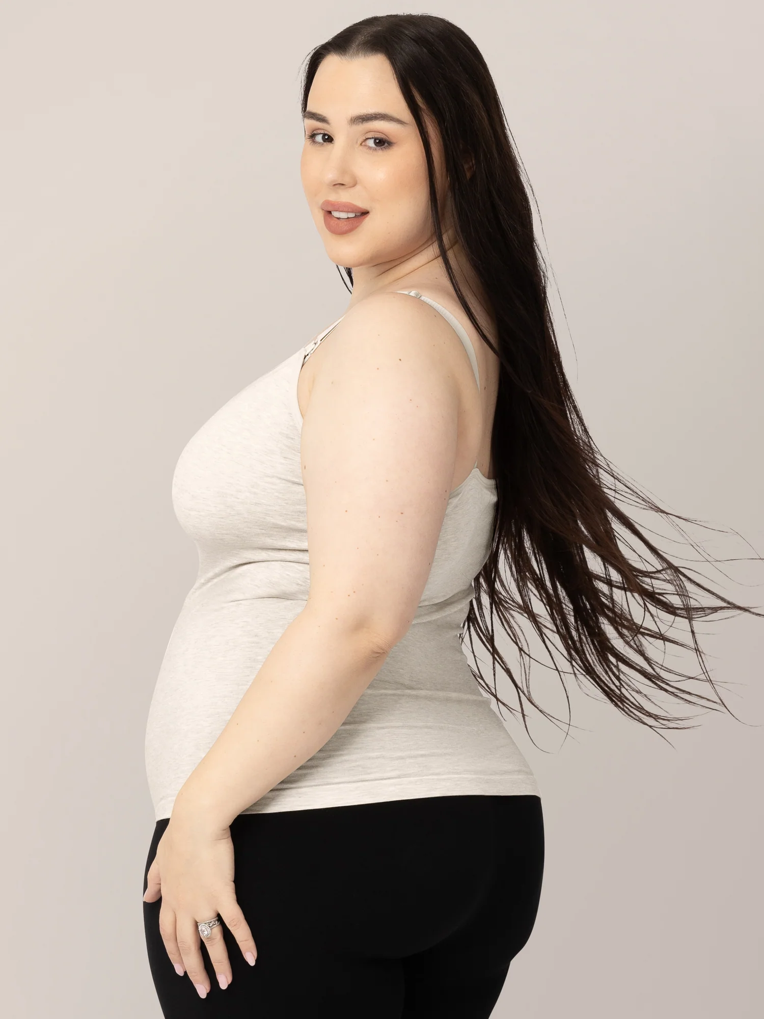 Sublime® Bamboo Maternity & Nursing Cami | Oatmeal Heather - Image 3