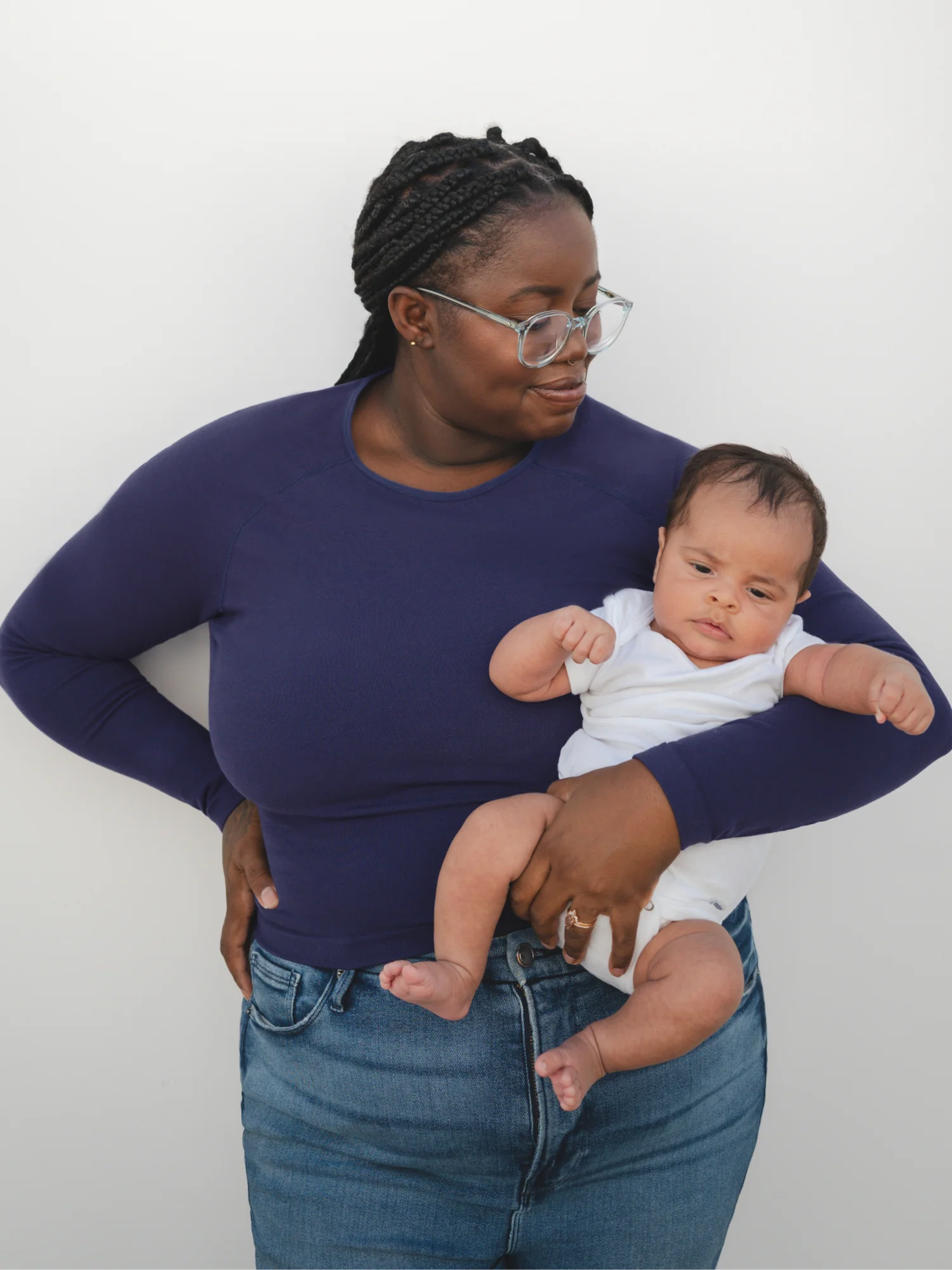 Sublime® Bamboo Maternity & Nursing Cropped Long Sleeve Top | Navy - Image 6