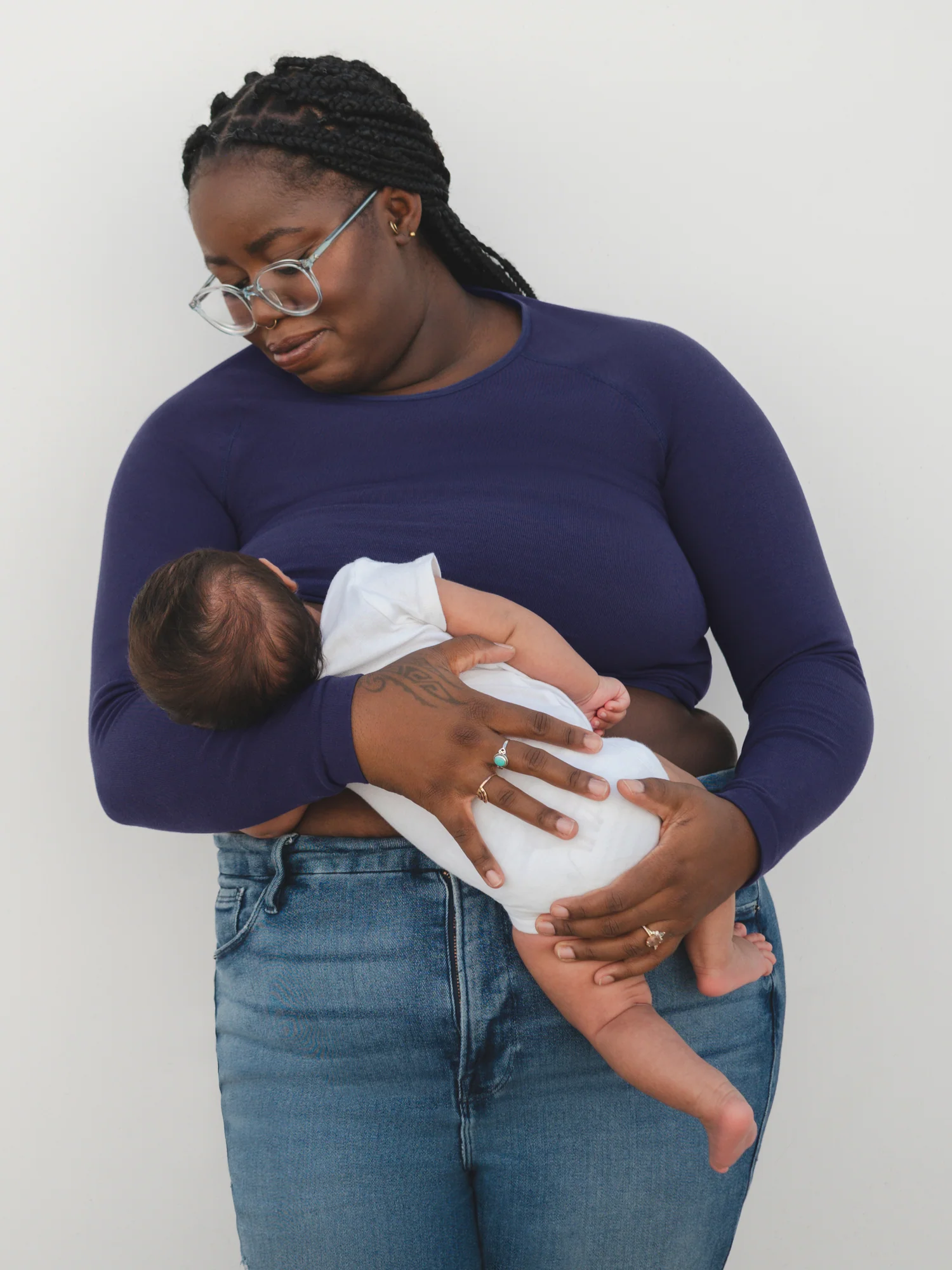 Sublime® Bamboo Maternity & Nursing Cropped Long Sleeve Top | Navy - Image 7