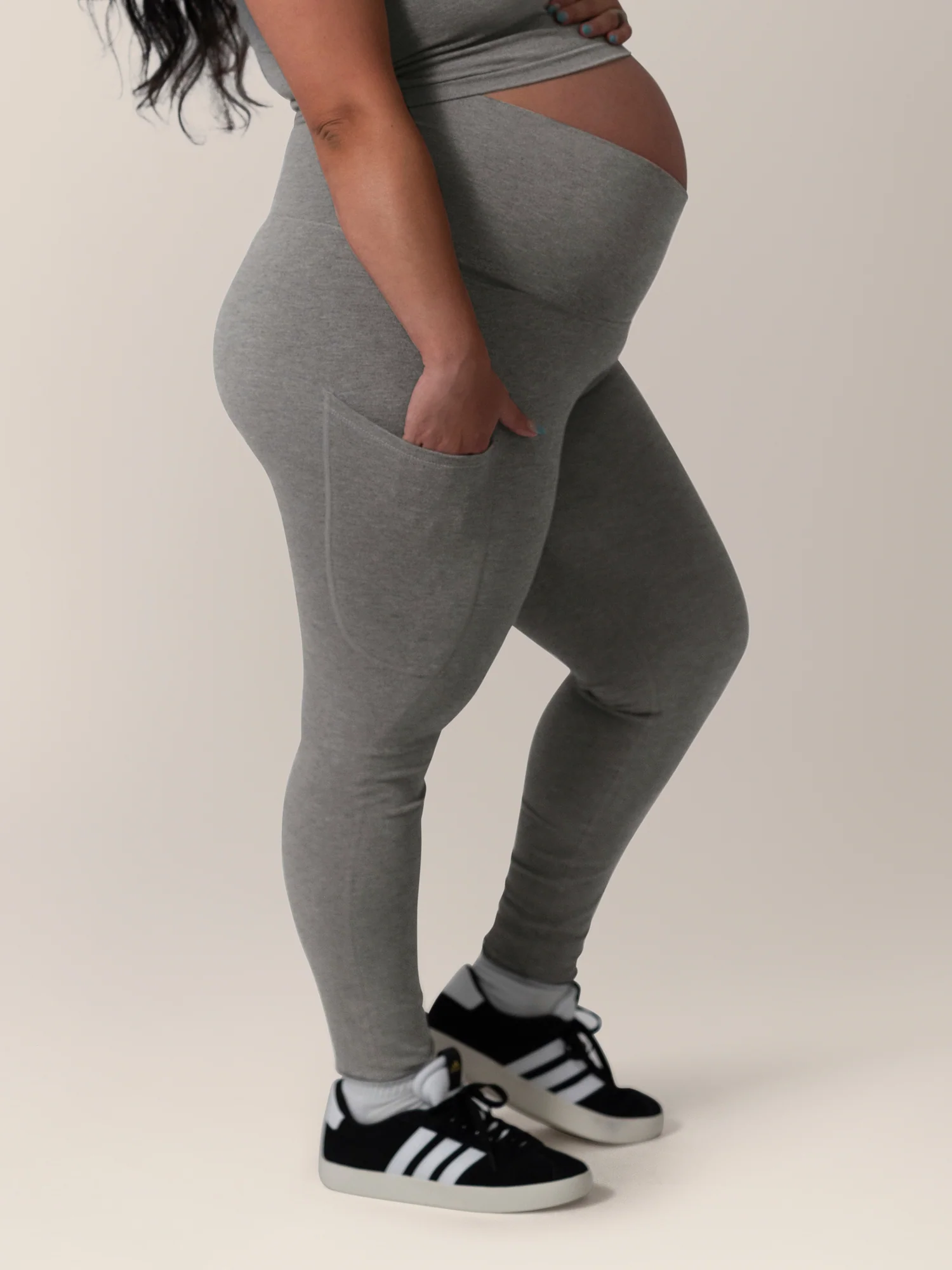 Sublime® Bamboo Maternity & Postpartum Crossover Legging | Charcoal - Image 4