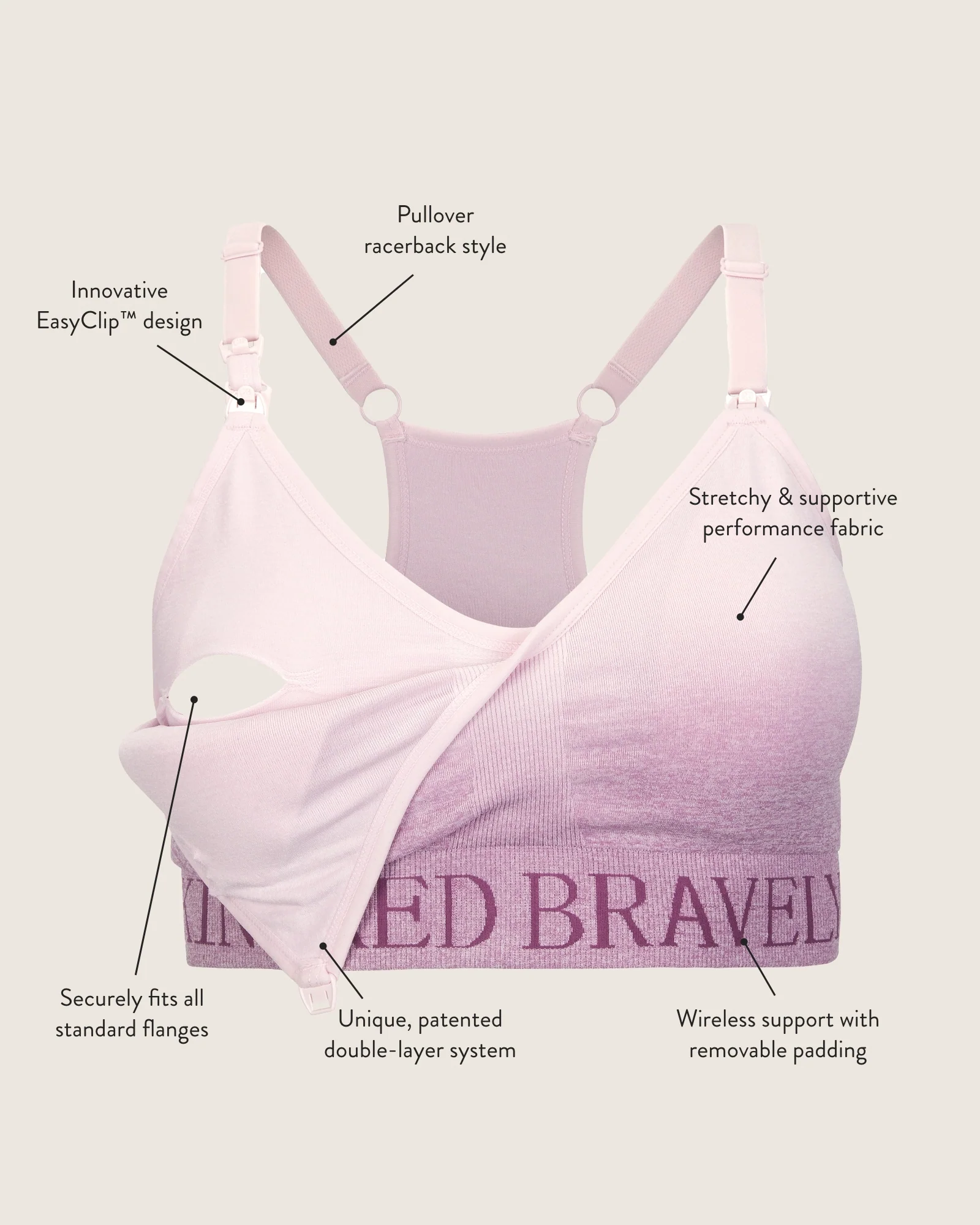 Sublime® Hands-Free Pumping & Nursing Sports Bra | Ombre Purple - Image 6