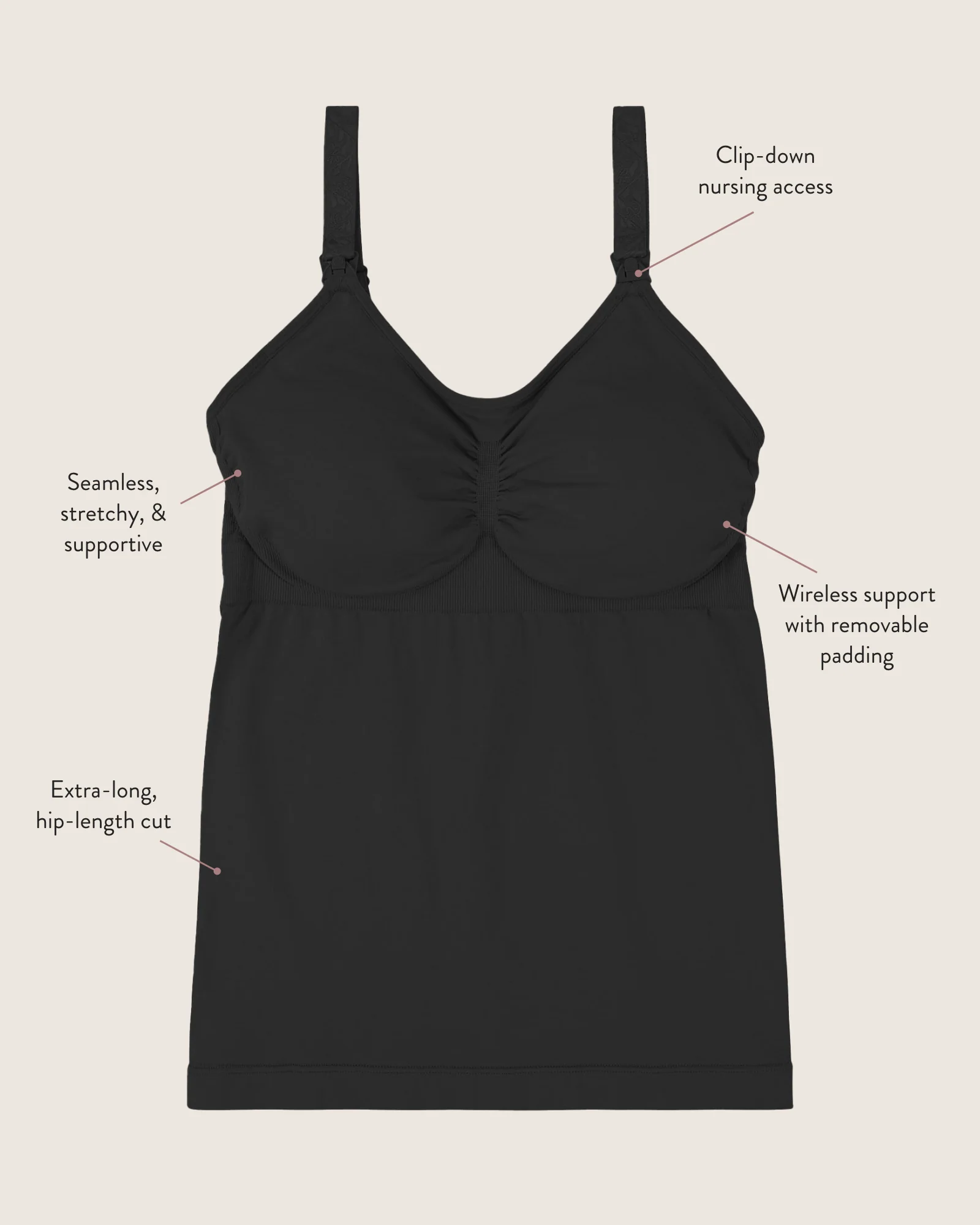 Sublime® Seamless Support Maternity & Nursing Cami | Black - Image 6